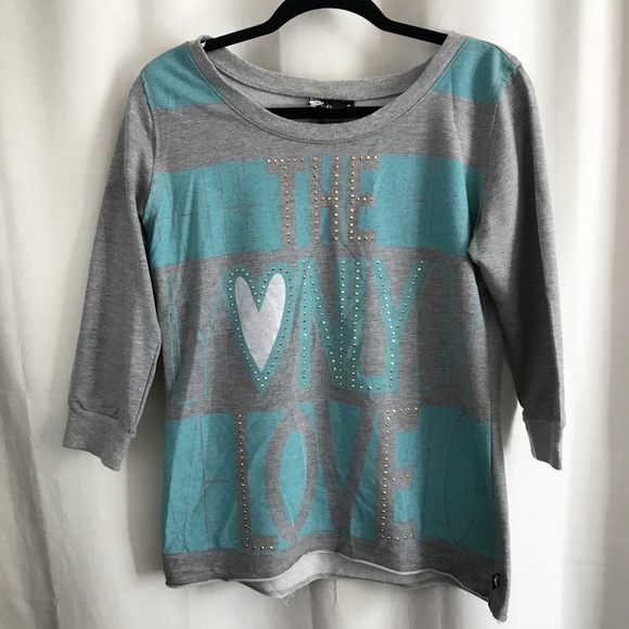 L.A. Kitty Pullover Sweatshirt Gray & Light Blue - Picture 7 of 8